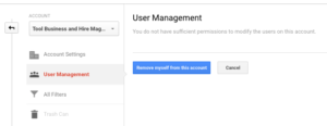User management remove myself from this account