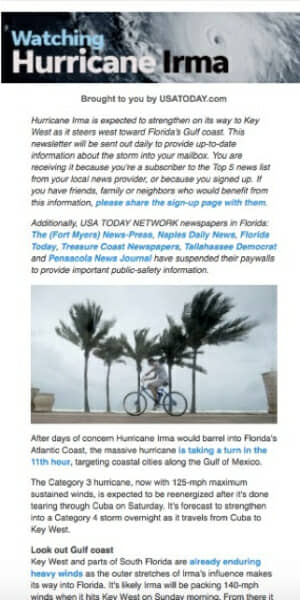 themed newsletters USA Today